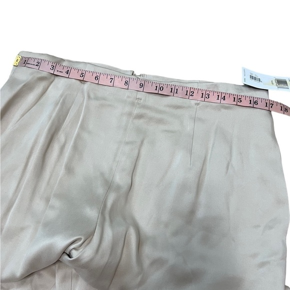 DANA Buchman Khaki Pleated Silk Palazzo Trousers - Picture 8 of 16